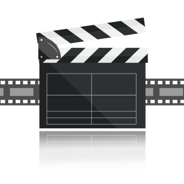 Arka plan üzerinde izole Klaket. Video film clapper ekipmanları