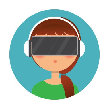 Sanal gerçeklik kulaklıktaki vektör kavramı. Kişi karakter v