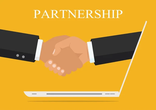 Kézfogás, a vállalkozások közötti partnerség. Szimbólum a sikeres üzlet — Stock Vector
