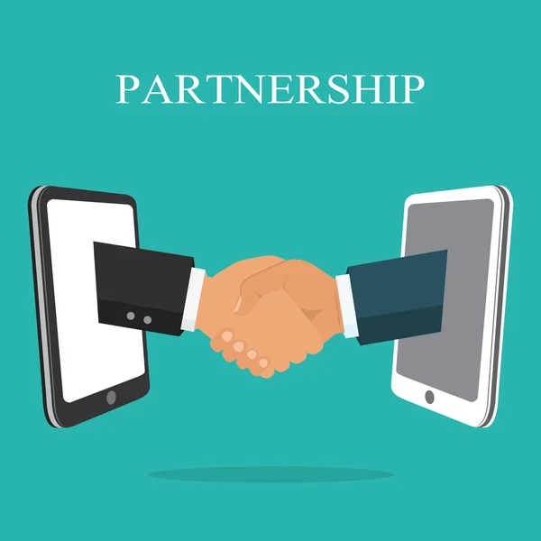Kézfogás, a vállalkozások közötti partnerség. Dea sikerének szimbóluma — Stock Vector