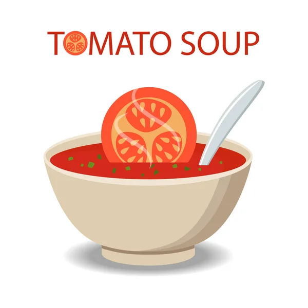 Soup with vegetables isolated  on white background. Vector illus — Stock Vector