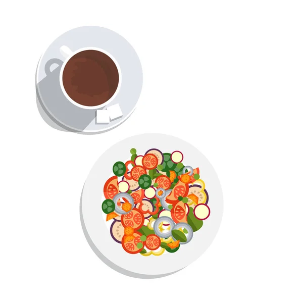 Vector. Desayuno en la mesa, buen concepto del día . — Archivo Imágenes Vectoriales