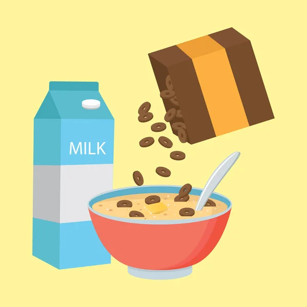 Ciotola di cereali con latte, frullato isolato su fondo bianco . — Vettoriale Stock