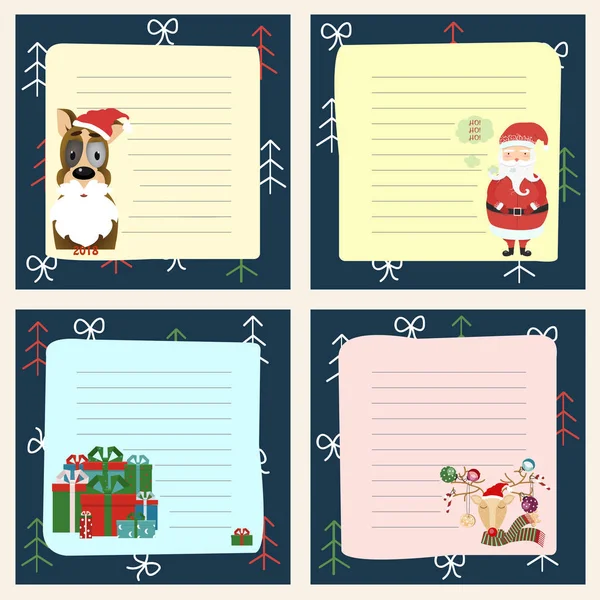 Joyeux Noël carte de vœux, Père Noël, cerf, décoration de Noël, ret — Image vectorielle