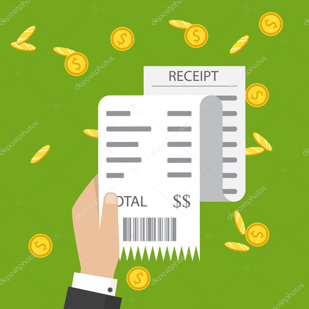 Bill atm, financial check.Paper receipts icon. Vector. Receipt 