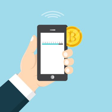Cripto para birimi. Vektör. Altın bitcoin işareti simgesi düz ağ