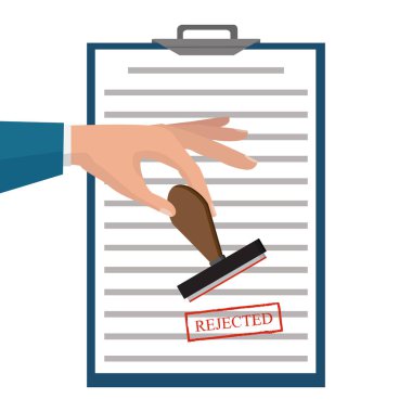 Belge damgası ile reddetti. Uygulama kavramlarını reddetti. Vektör çizim