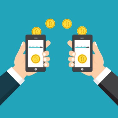 Altın bitcoin işareti simgesi düz ağ para simgesi. Cripto para birimi. Vektör