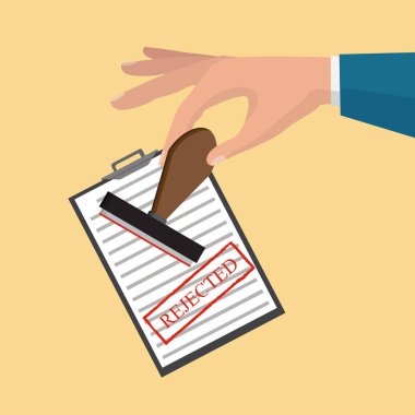 Belge damgası ile reddetti. Uygulama kavramlarını reddetti. Vektör çizim