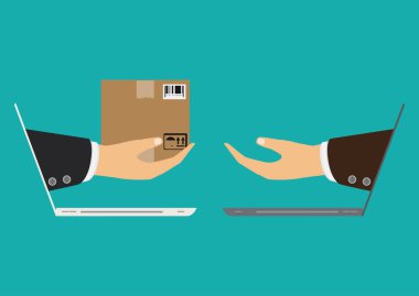 Parsel tutan eli. Teslimat kavramı. Vektör