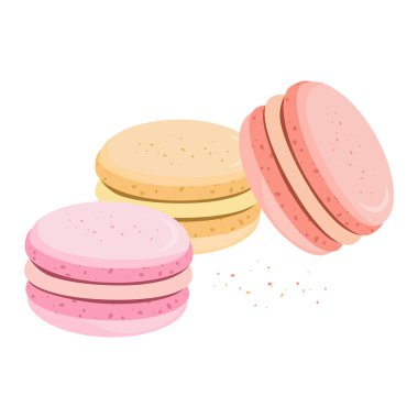 Şekerleme, macaroons farklı tat. Ekmek. Vektör illustratio