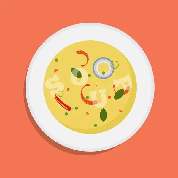 Sopa com legumes isolados no fundo branco. Vetor illus — Vetor de Stock