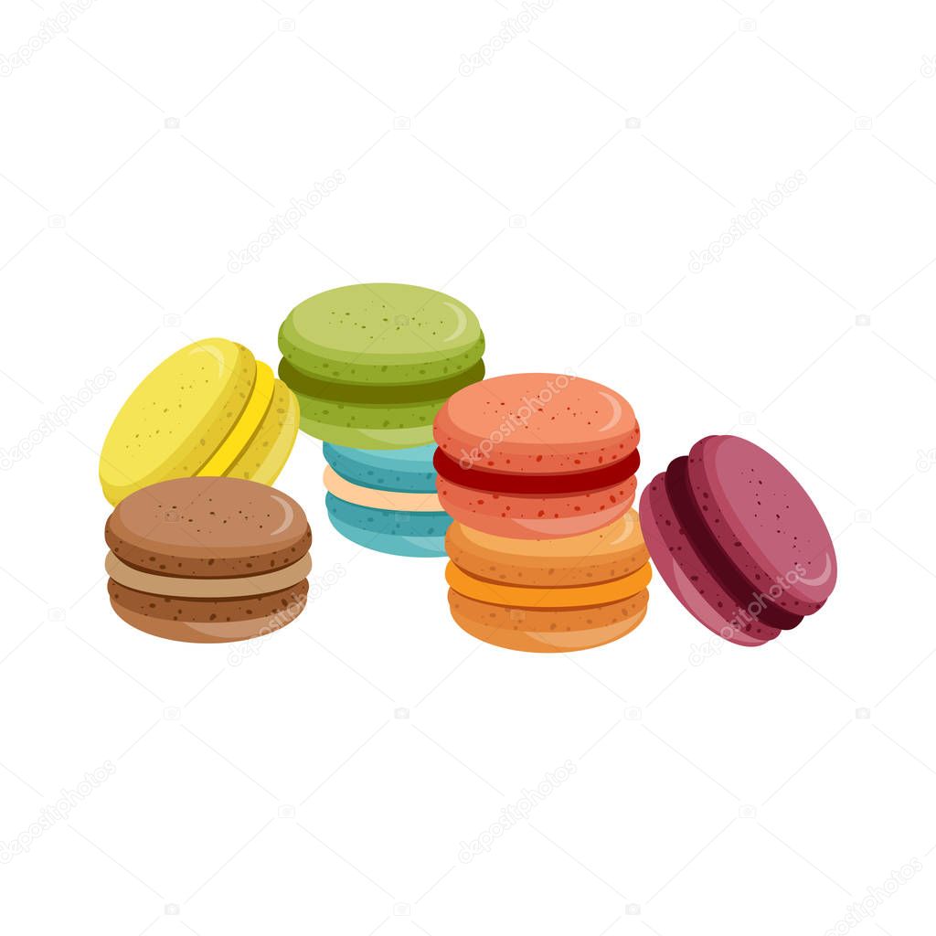 Bakery. Vector illustration. Sweets, macaroons of different taste. 