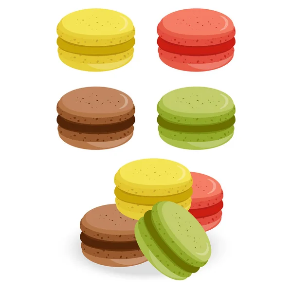 Panadería Ilustración Vectorial Dulces Macarrones Sabor Diferente — Vector de stock