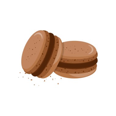Şekerleme, macaroons farklı tat. Ekmek. Vektör illustratio