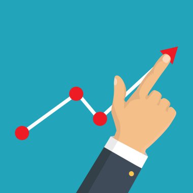 Ok iş adamı eliyle grafiğini daha yüksek. Vektör çizim