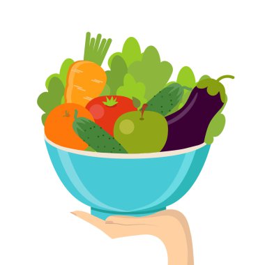 Sağlıklı beslenme kavramı. El holding organik ürünler.