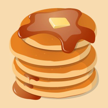 Vektör çizim. Taze lezzetli sıcak krep