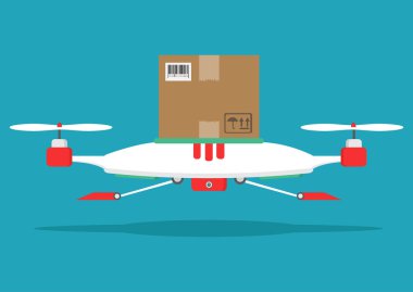 Dron parsel sunar. Hızlı, ücretsiz teslimat kavramı