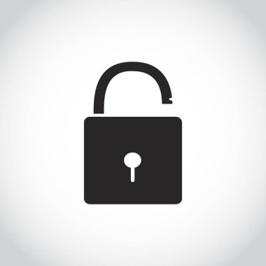 Açılan kilit. Düz stil. Parola, engelleme, güvenlik kavramı