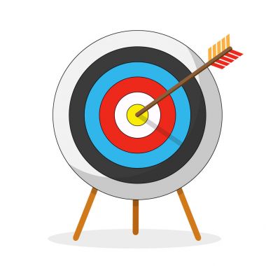 Bir hedefi vurmak ok. İş kavramı. İzole simgesi