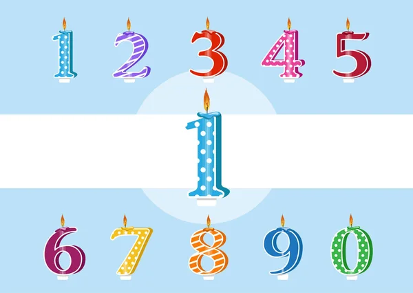 Joyeux gâteau d'anniversaire avec des chiffres de bougies pour chaque année. Vecteur — Image vectorielle