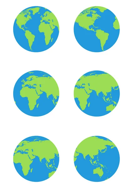Erde Globus Symbol Vektor Weltkarte Isoliert Auf Weißem Hintergrund — Stockvektor