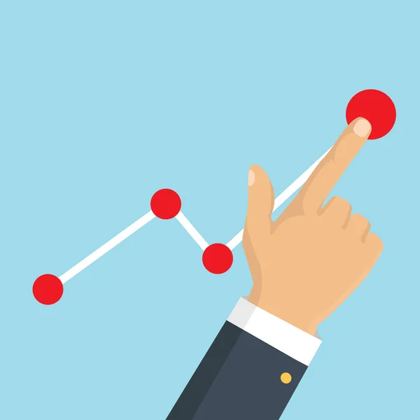 ベクトルの図 矢印のビジネスマン手グラフを高く — ストックベクタ