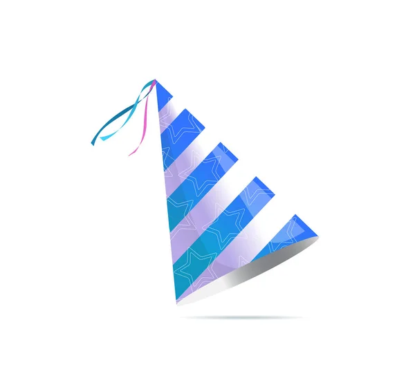 Chapéu de festa de aniversário com riscas. Ilustração isolada do vetor . —  Vetores de Stock