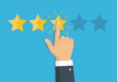Altın yıldız rating. Geri bildirim, itibar ve kalite kavramı. H