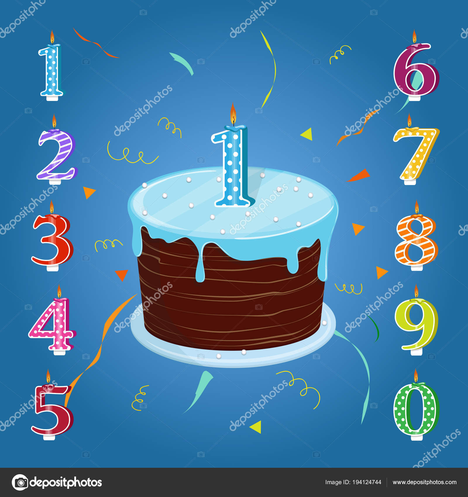 Happy Birthday Cake Candles Numbers Each Year Vector Illustration Set Vector Image By C Juliasart Vector Stock