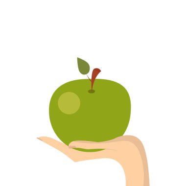 Sağlıklı beslenme kavramı. El holding organik ürünler. Taze meyve ve sebze. Vektör düz tasarımı