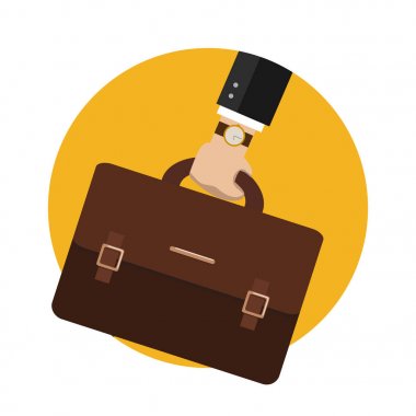 İş kadını, el ele tutuşan evrak çantası. Vektör