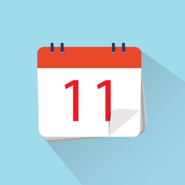 Dağ 11. Vektör çizim. Düz bir arka plan üzerinde izole takvim simgesini.