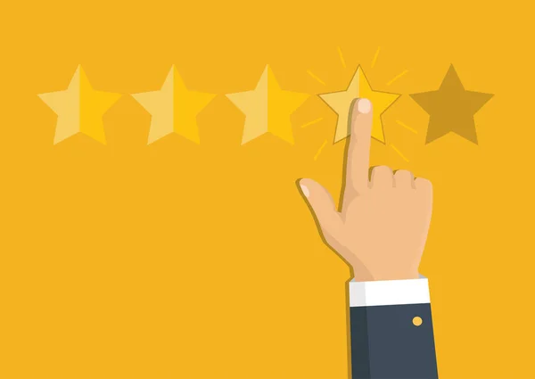 Kundenbewertungskonzept Vektor Bewertung Goldener Sterne Feedback Ruf Und Qualitätskonzept Zeigt — Stockvektor