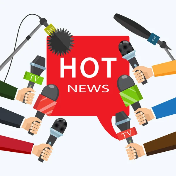 Illustrazione Vettoriale Hot News Concetto Mass Media — Vettoriale Stock