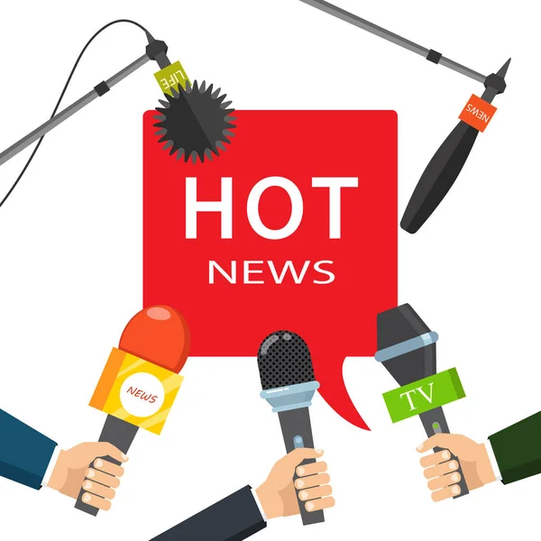 Illustrazione Vettoriale Hot News Concetto Mass Media — Vettoriale Stock