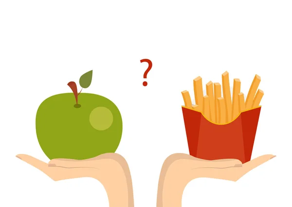 Konzept Der Gesunden Ernährung Vektor Fast Food Oder Gemüse Richtige — Stockvektor