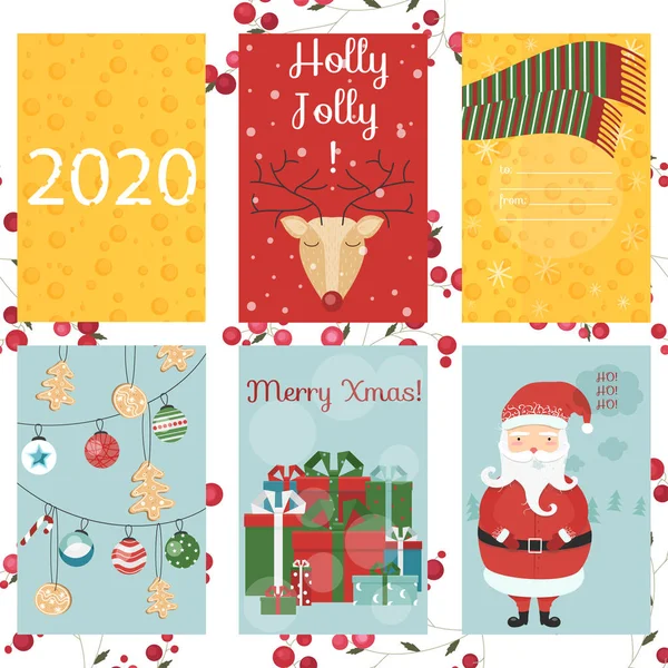 Vector cheese 2020 concept.Merry Christmas greeting card, santa — Stock Vector