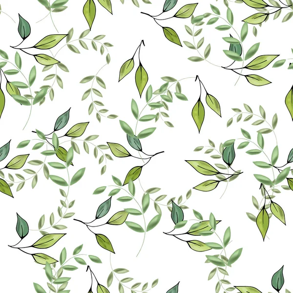 Plantilla floral rústica sobre fondo blanco. Acuarela verde — Vector de stock