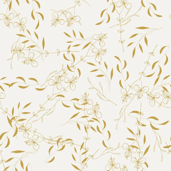 Рустик вінтажне золоте листя і безшовний візерунок з квітами. Векторні — стоковий вектор