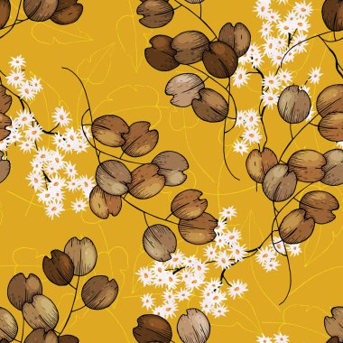 Elinde papatya çiçekleri olan bohem bir bahçe. Klasik boho desenli, buket desenli. Şirin vektör çiçek tasarımı