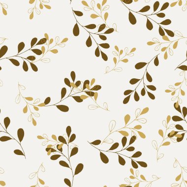 Boyalı küçük çiçek şablonu ve çizim elementlerinin Botanik vektör çizimi. Kırsal, sarı ve turuncu yapraklar ve beyaz arka planda dikişsiz dallar.. 