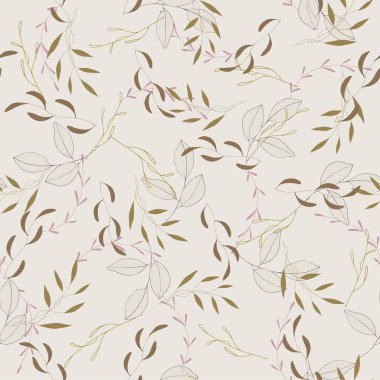 Kırsal mor yapraklar ve pembe el çizimleri beyaz pastel arka planda pürüzsüz desenler. Boyalı şablon ve çizim şekillerinin Botanik vektör çizimi