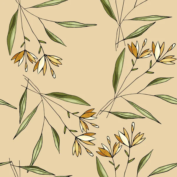 Realistické Tropické Listy Větve Listy Bezešvé Vzor Pro Květinové Textilie — Stockový vektor