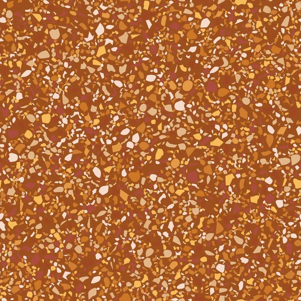 Vloeren Oranje Venetiaanse Terrazzo Naadloos Patroon Natuurlijke Realistische Steen Imitatie — Stockvector