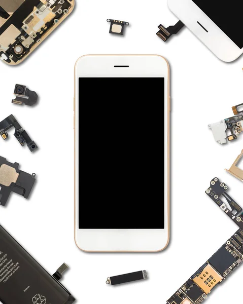 Smartphone components isolate on white — Stock Photo, Image