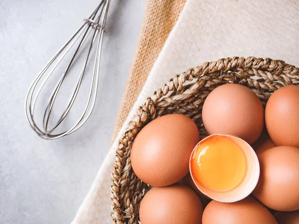 Tampilan Atas Dan Gambar Dekat Telur Ayam Organik Adalah Salah — Stok Foto