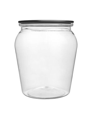 Boş şeffaf PET, beyaz arkaplanda izole edilmiş konserve ve muhafaza için çalkalayabilir.