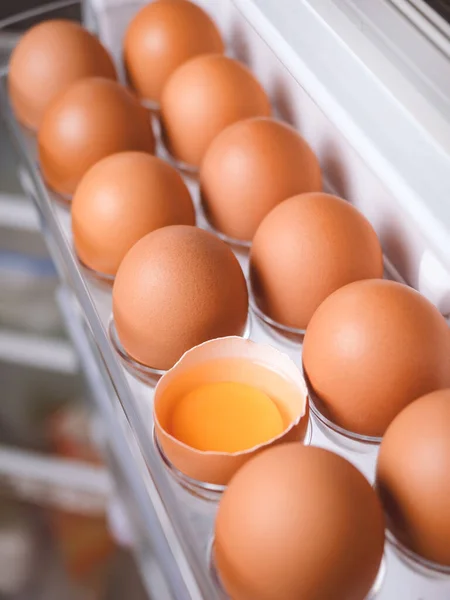 Telur Ayam Organik Adalah Salah Satu Bahan Makanan Kompartemen Telur — Stok Foto